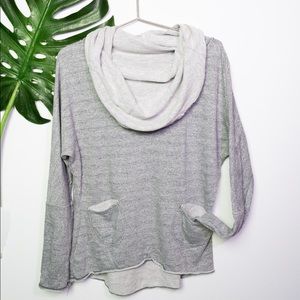 Raw Edge Cowl Neck Sweatshirt